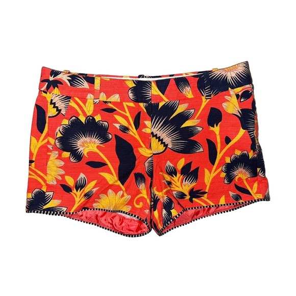 Z2 J Crew Shorts Size 2 Women's Floral Poppy Black Neon Summer Beach - Picture 2 of 7